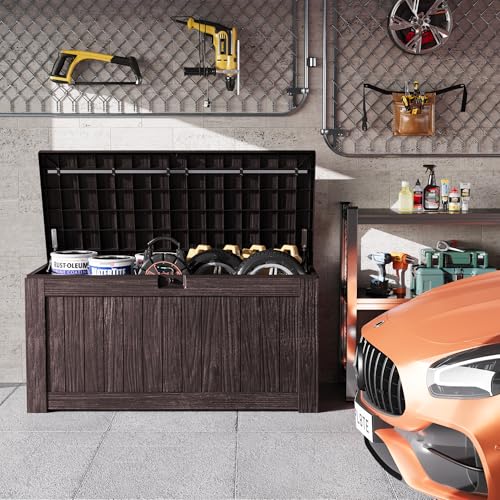 Black 120 Gallon Outdoor Storage Box with Lock S7829
