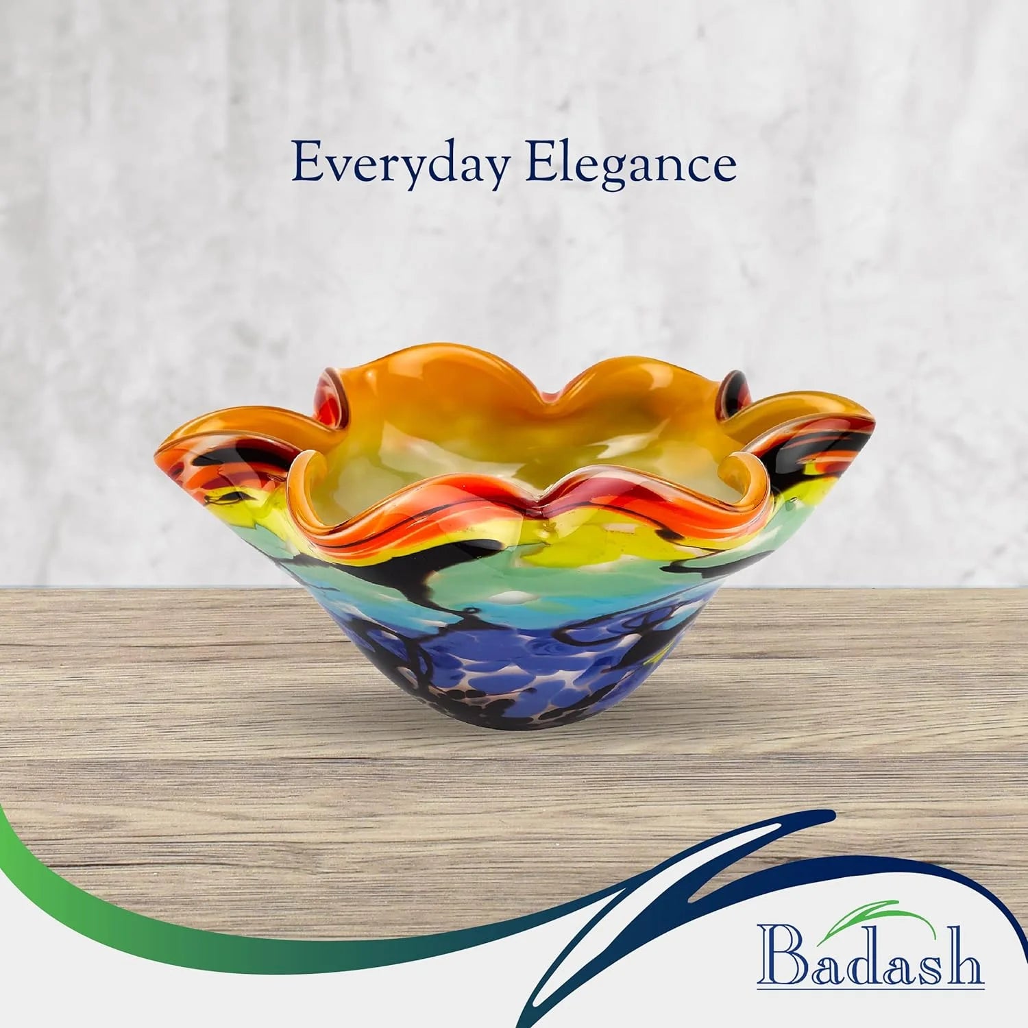 8” Mouth-Blown Art Glass Bowl H1933