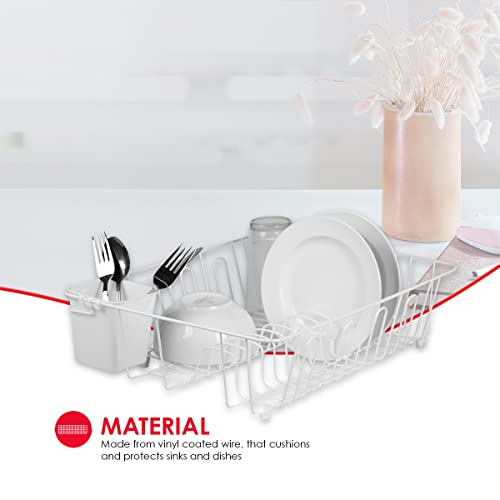Black Vinyl Coated Wire Dish Drying Rack with Square Utensil Holder U81196