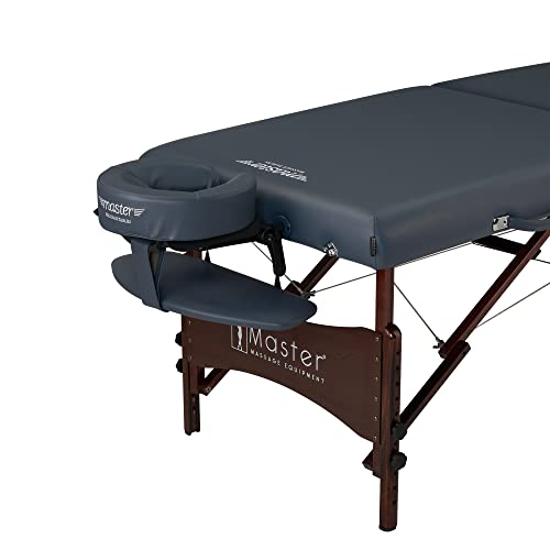 Walnut Stained Hardwood Portable Massage Table with 2.5" Cushion, Black, 30" R897720