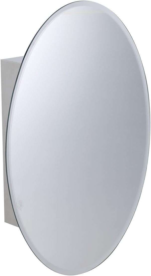 Oval Wall Mounted Medicine Cabinet Brushed Stainless Steel with Mirror 26" x 18" U7816