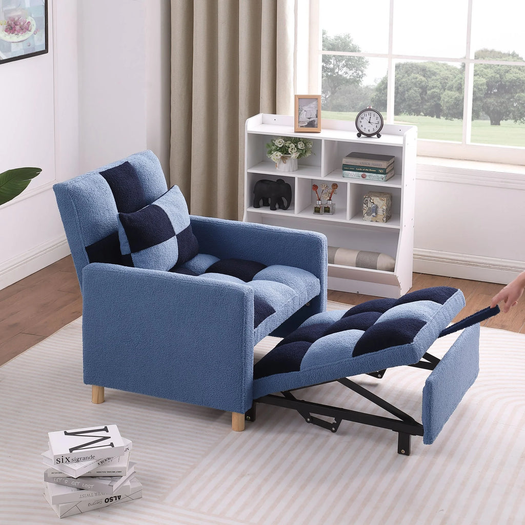 Convertible Sleeper Sofa Chair Bed with Pillow Teddy Fabric J393940