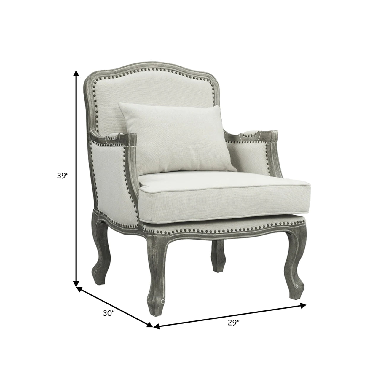 Cream Accent Chair with Nailhead Trim W934027
