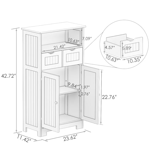White 2 Door 1 Drawer Free-Standing Bathroom Floor Cabinet A779