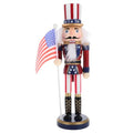 Patriotic Nutcracker Figurines Wooden Soldier Statue with Cane Y8937