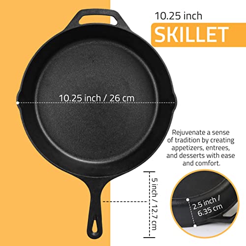 Pre-Seasoned Cast Iron Skillet 10.25 Inch Black Q37222