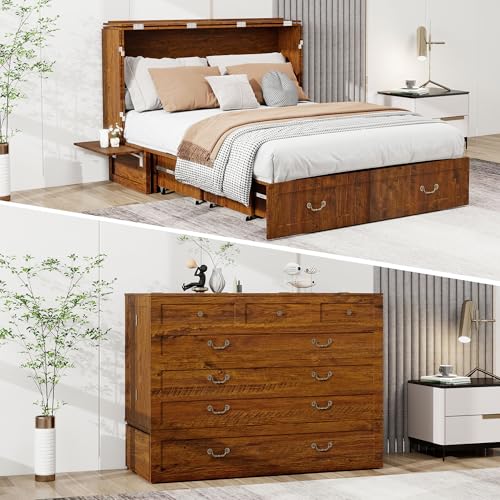 Queen Murphy Bed with Charging Station and Storage Drawer A141