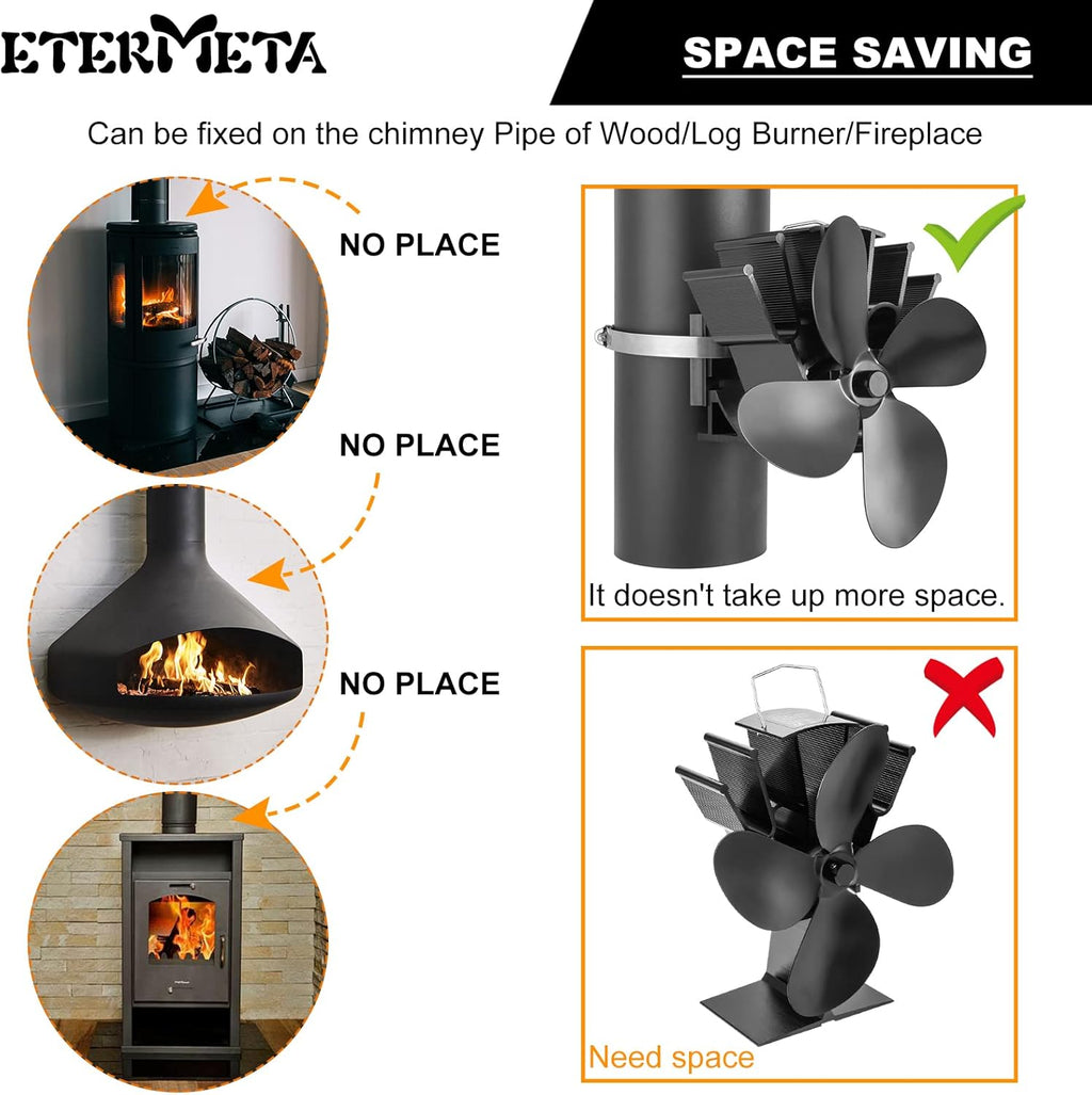 4 Blade Heat Activated Stove Fan Pack of 2 A215
