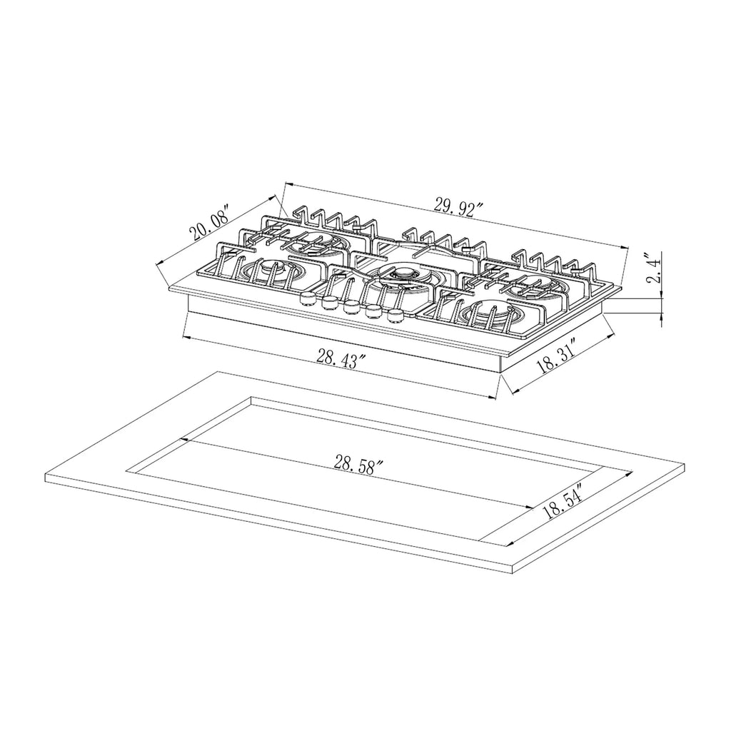 Black 5 Burner Gas Cooktop E857900