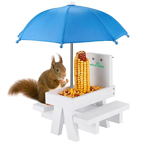 Wooden Squirrel Feeder Table with Umbrella K81640