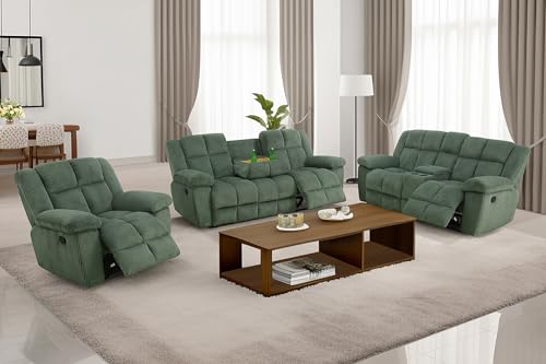Manual Recliner Sofa Set, Corduroy Recliner Chair, Green Z451728