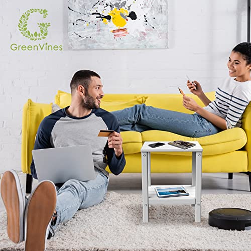 Dark Brown HDPE Plastic Outdoor Side Table with Storage Shelf N137933