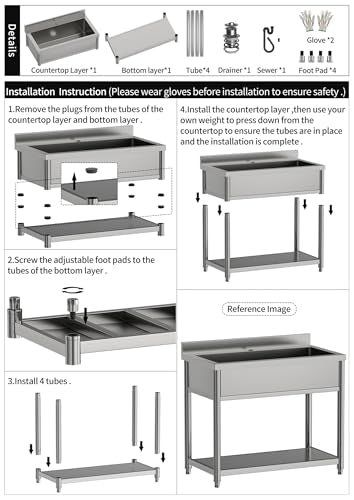 Stainless Steel Freestanding Utility Sink with Pull-out Faucet Z723