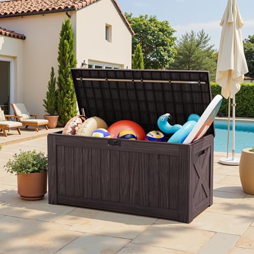 Black 120 Gallon Outdoor Storage Box with Lock S7829