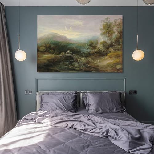 Mountain Landscape with Bridge Canvas Wall Art D53223