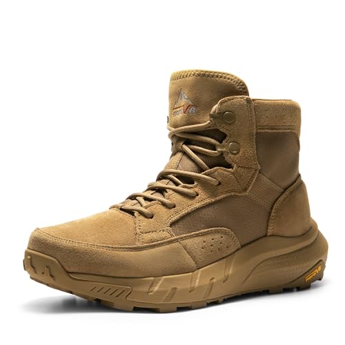 Men's Lightweight Casual Work Boots Leather Military Outdoor Hiking Motorcycle Combat Boots B61390
