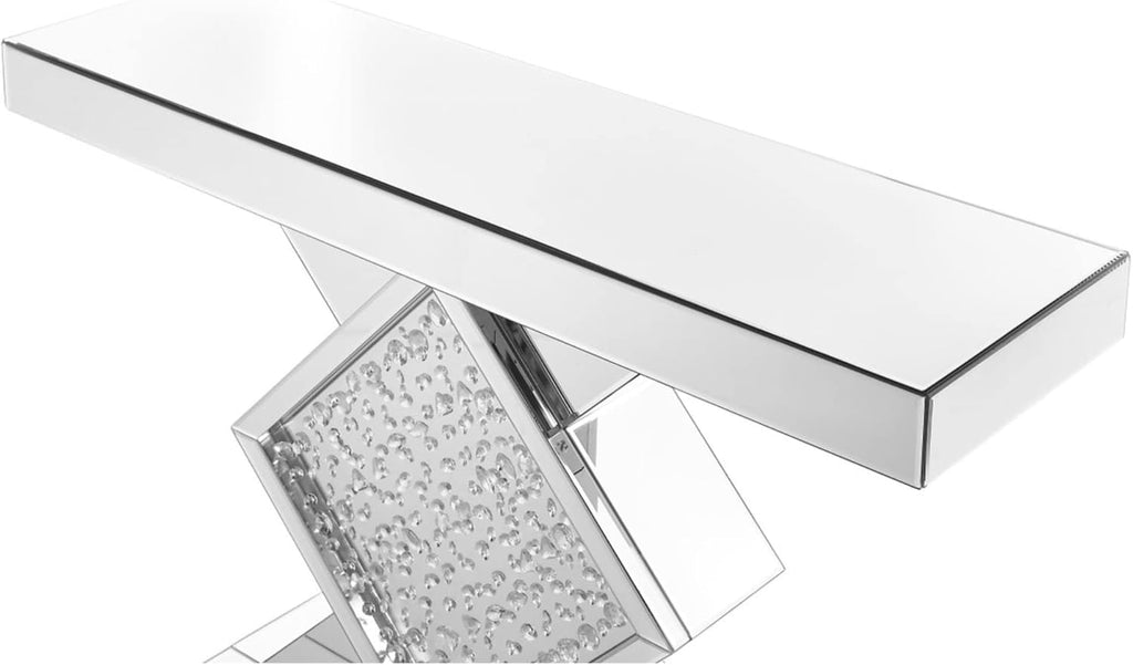 Rectangle Beveled Glass Mirrored Crystal Console Table W9064