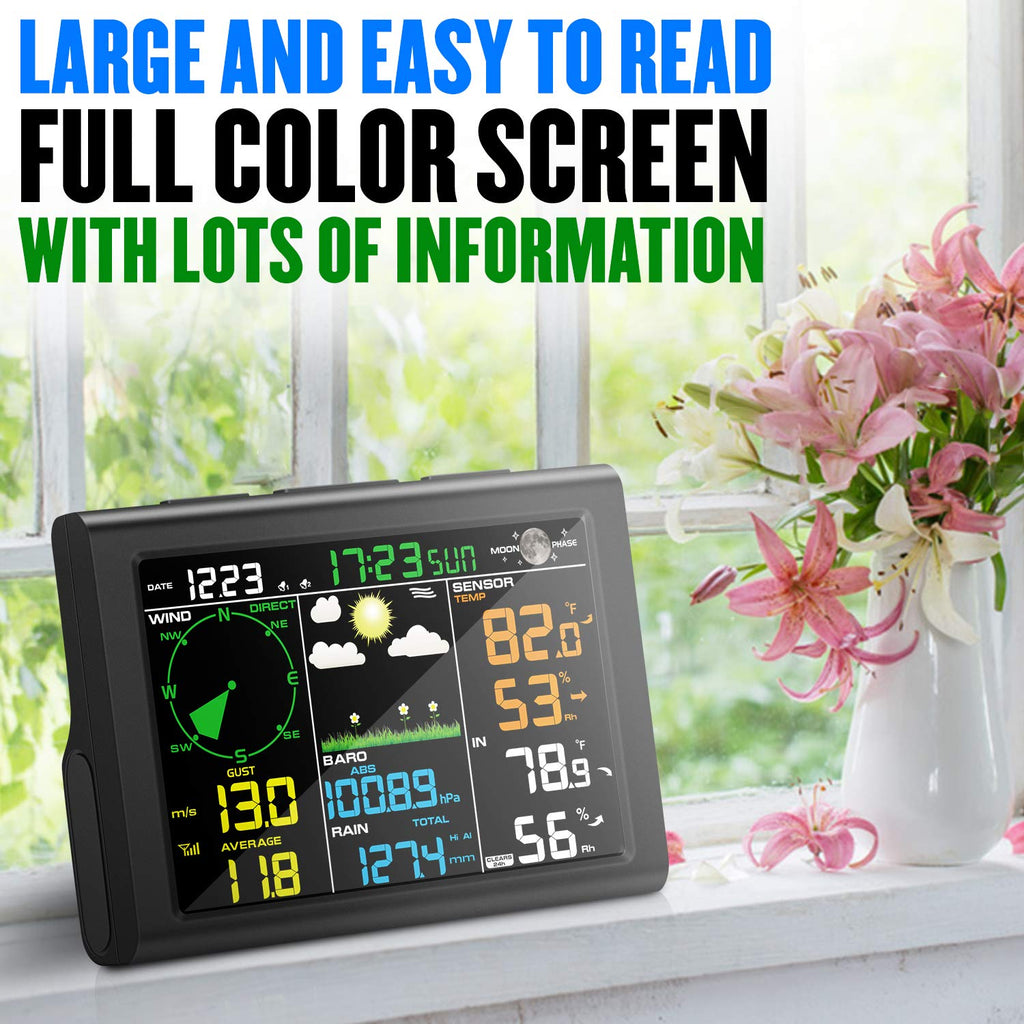 8-in-1 Wireless Weather Station with Outdoor Sensor (Black) U170