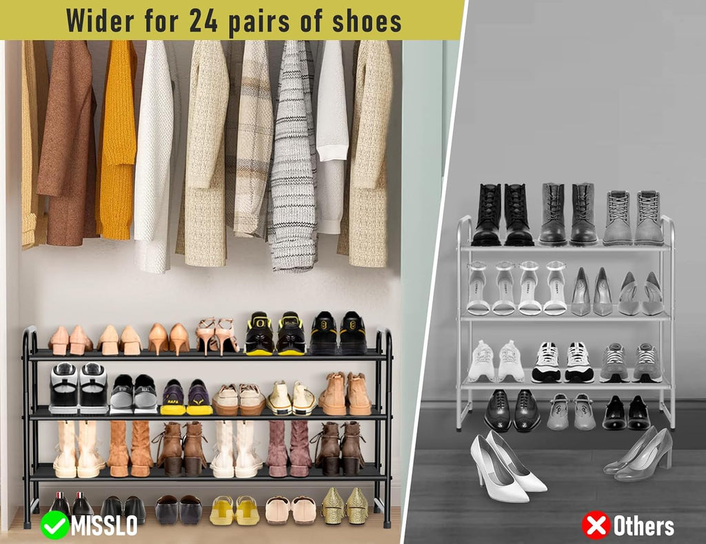 3-Tier Long Shoe Rack and 8-Shelf Hanging Shoe Organizer L894983