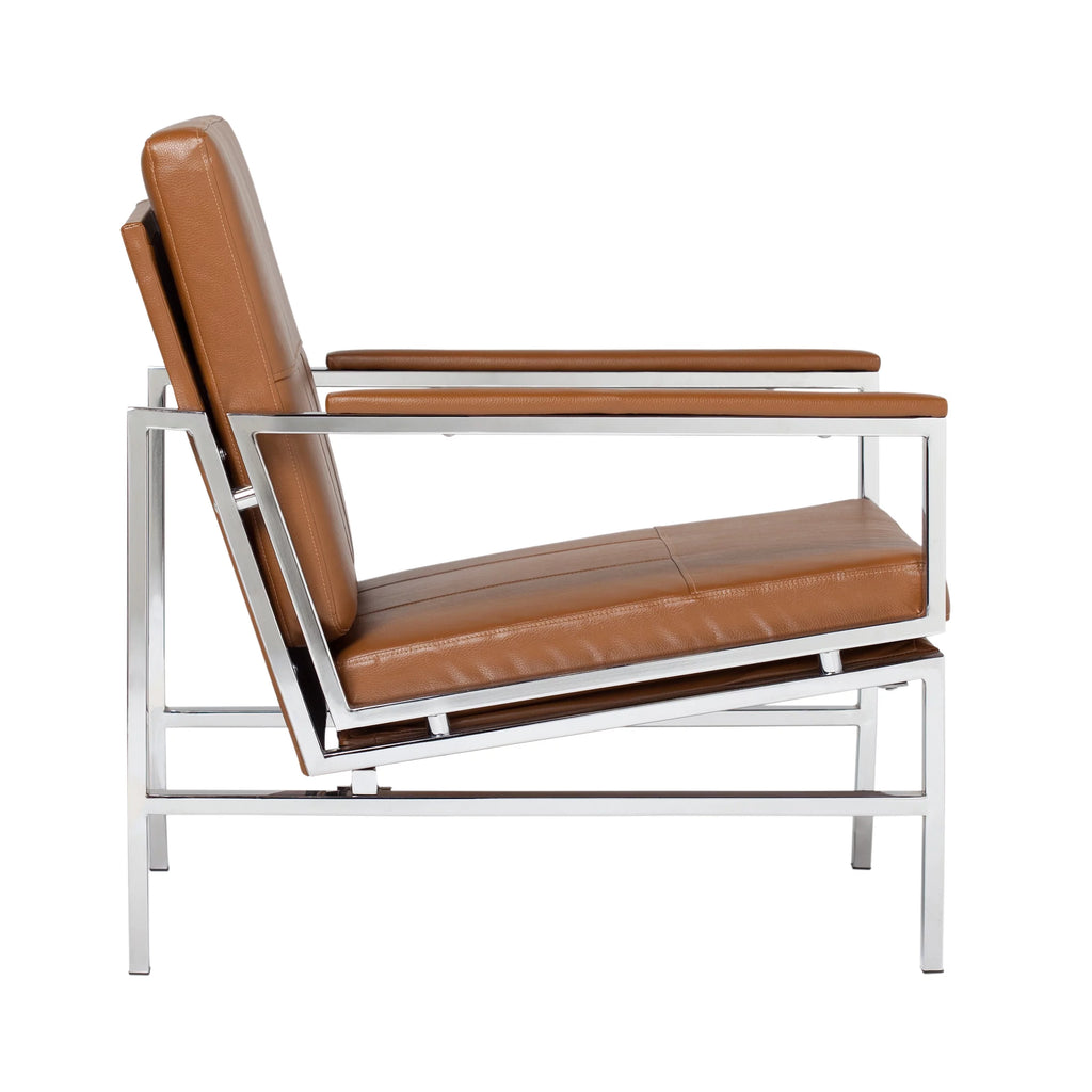 Blended Leather and Metal Frame Accent Arm Chair J562