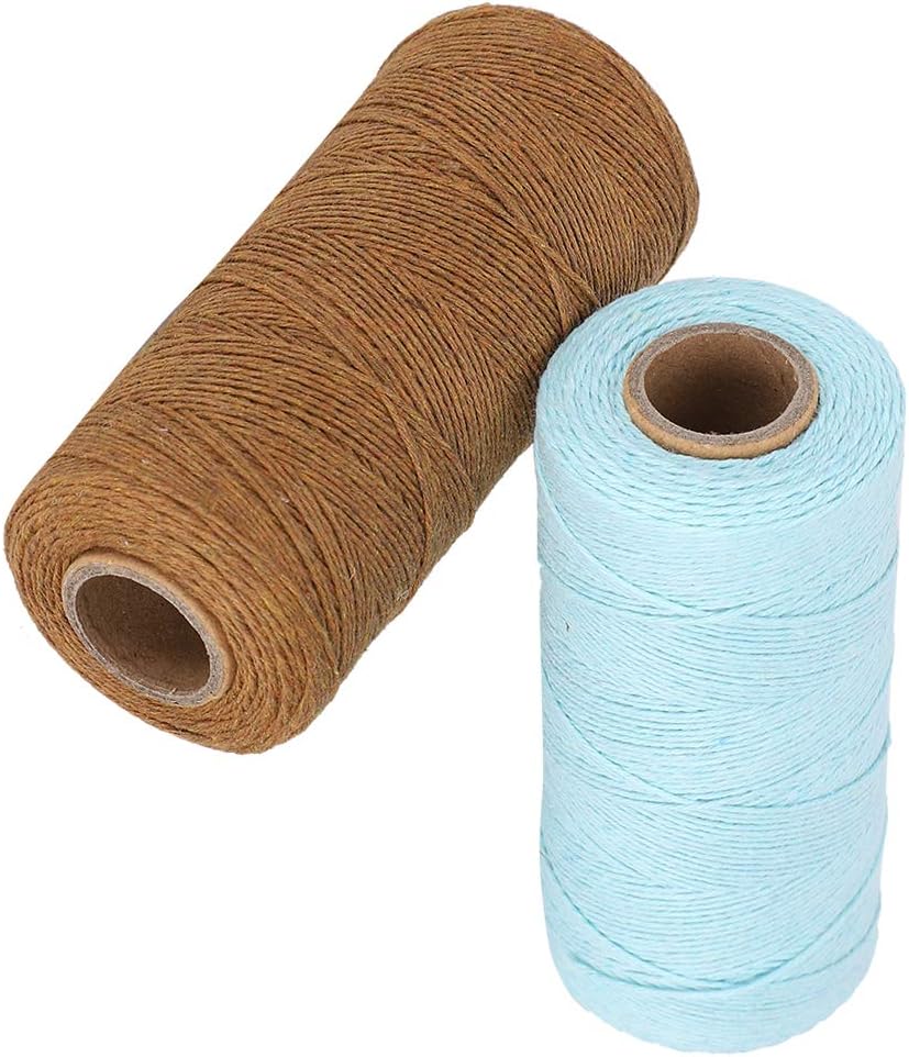 2 Rolls Pure Cotton Yarn 8/4 Warp Thread (Brown+Light Blue) R489