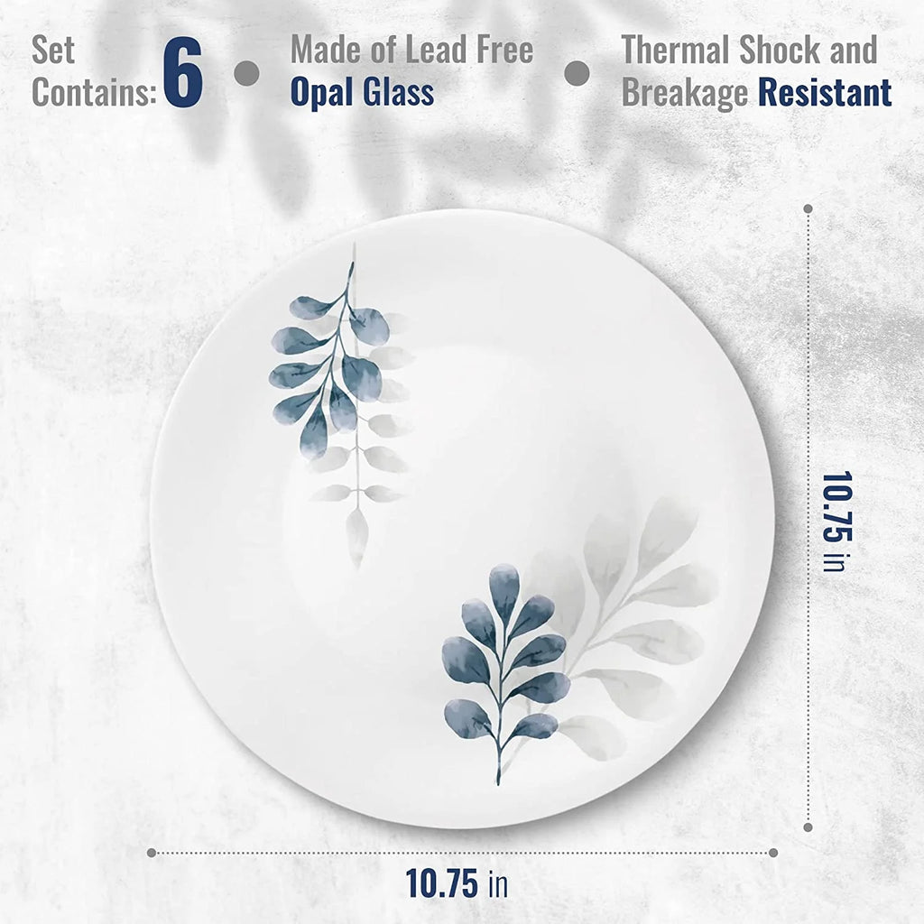 Set Of 6 10.75" Tempered Opal Glass Dinner Plates J591510