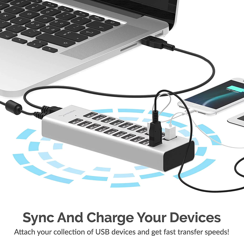 90W 20 Port USB 2.0 Fast Charger with Power Supply I28944