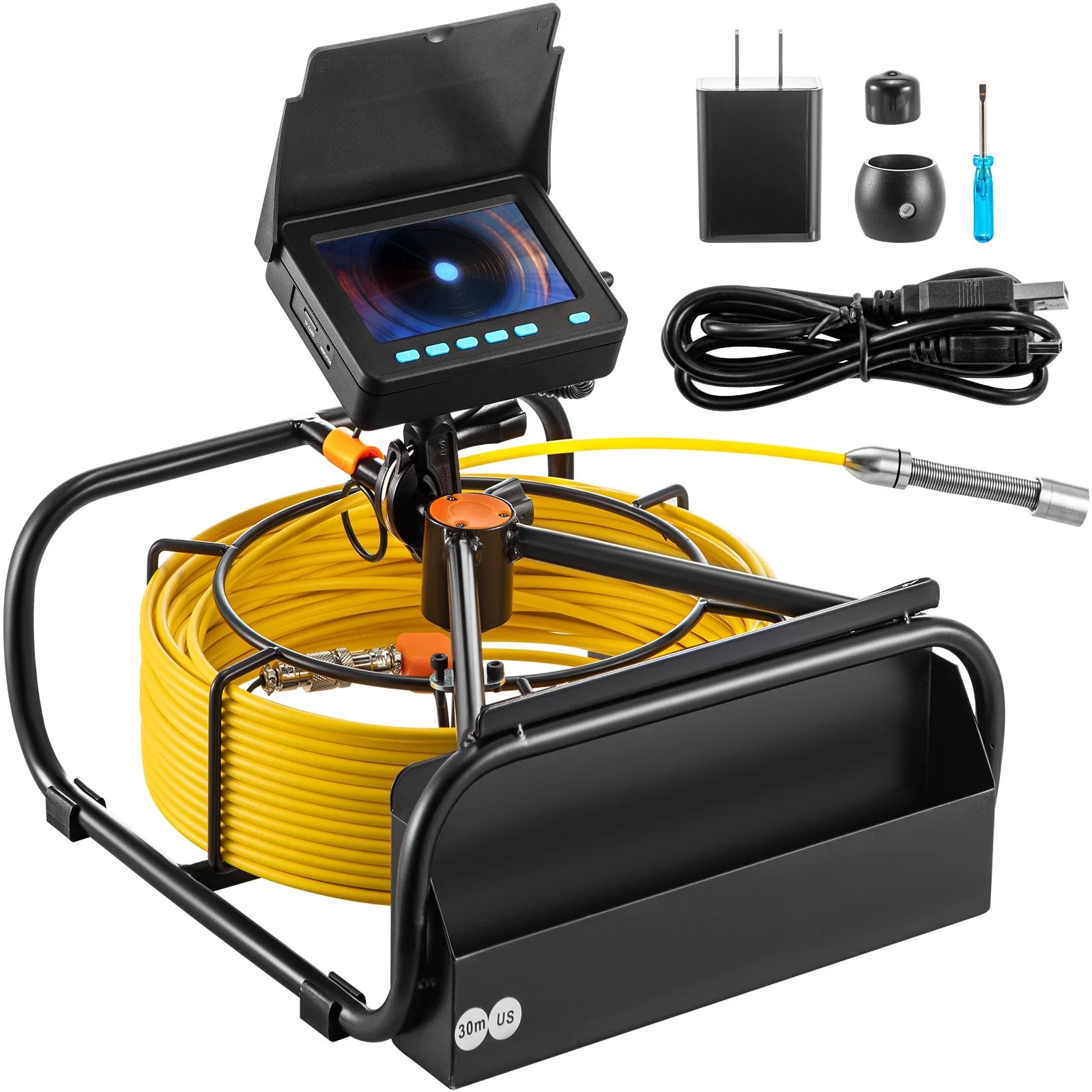 Sewer Camera 164FT Cable Pipeline Inspection Camera 4.3 Inch TFT LCD Monitor Waterproof IP68 Duct Inspection Camera with 6PCS LEDs 8500MAH Lithium Battery R964484