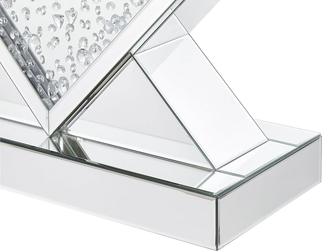 Rectangle Beveled Glass Mirrored Crystal Console Table W9064