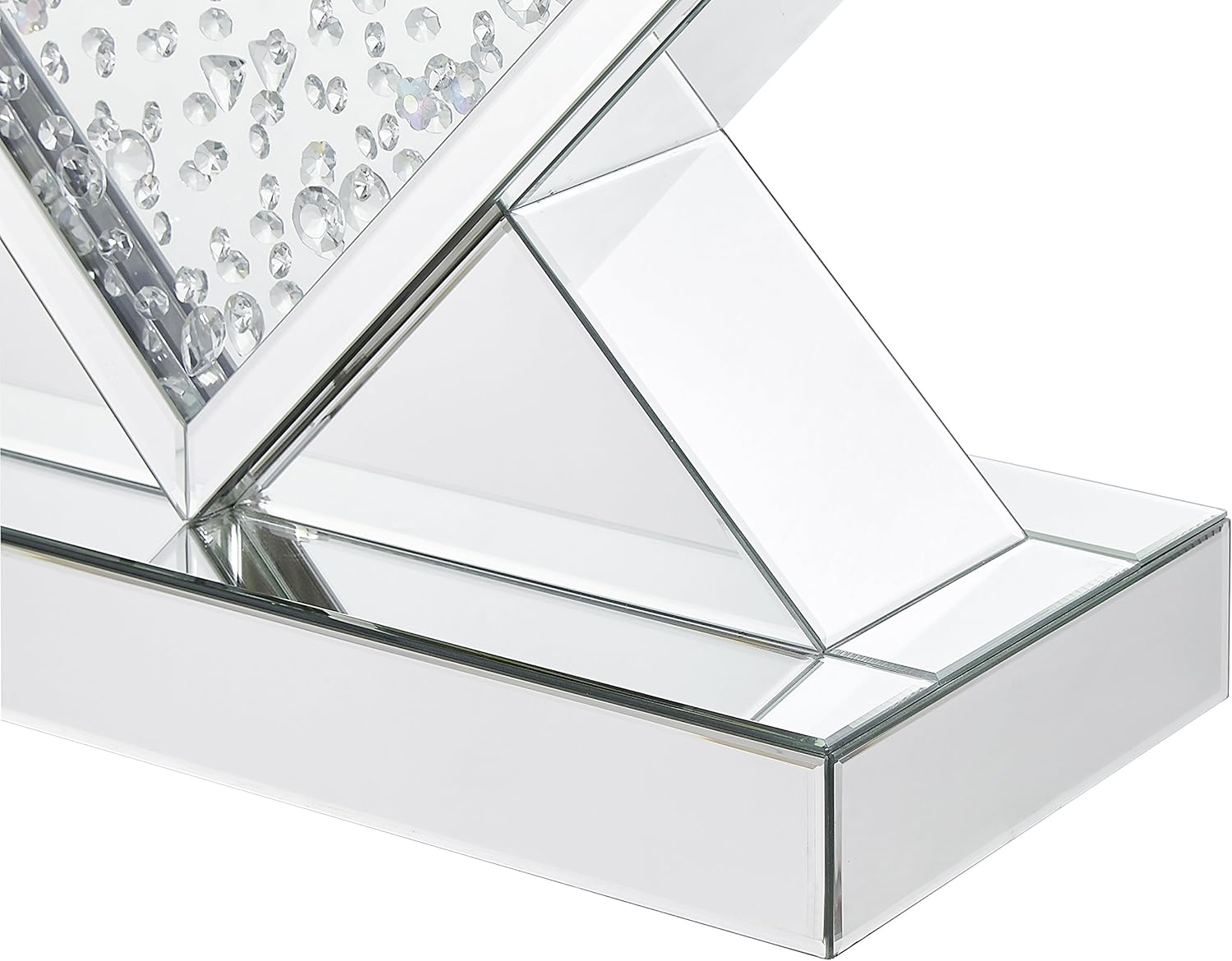 Rectangle Beveled Glass Mirrored Crystal Console Table W9064