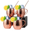 Copper Mugs Set, 18 Stainless Steel Drinking Cup, 4 Cocktail Copper Straws G3376