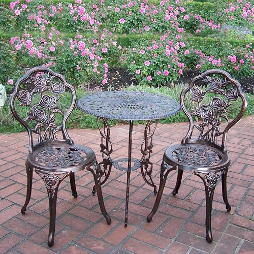 3-Piece Rose Bistro Set with Cast Aluminum Top Table F315481
