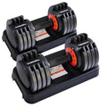 25/55 Lbs Pair Adjustable Black Grip Handle Dumbbell Set D866906