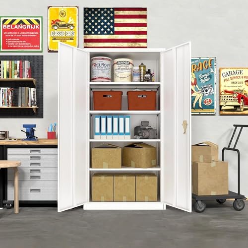 Black Metal Storage Cabinet with Doors and Shelves I819