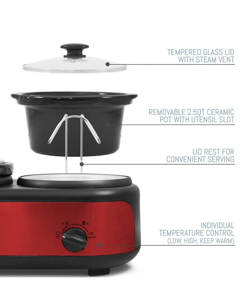 Red Triple Slow Cooker Buffet L92150