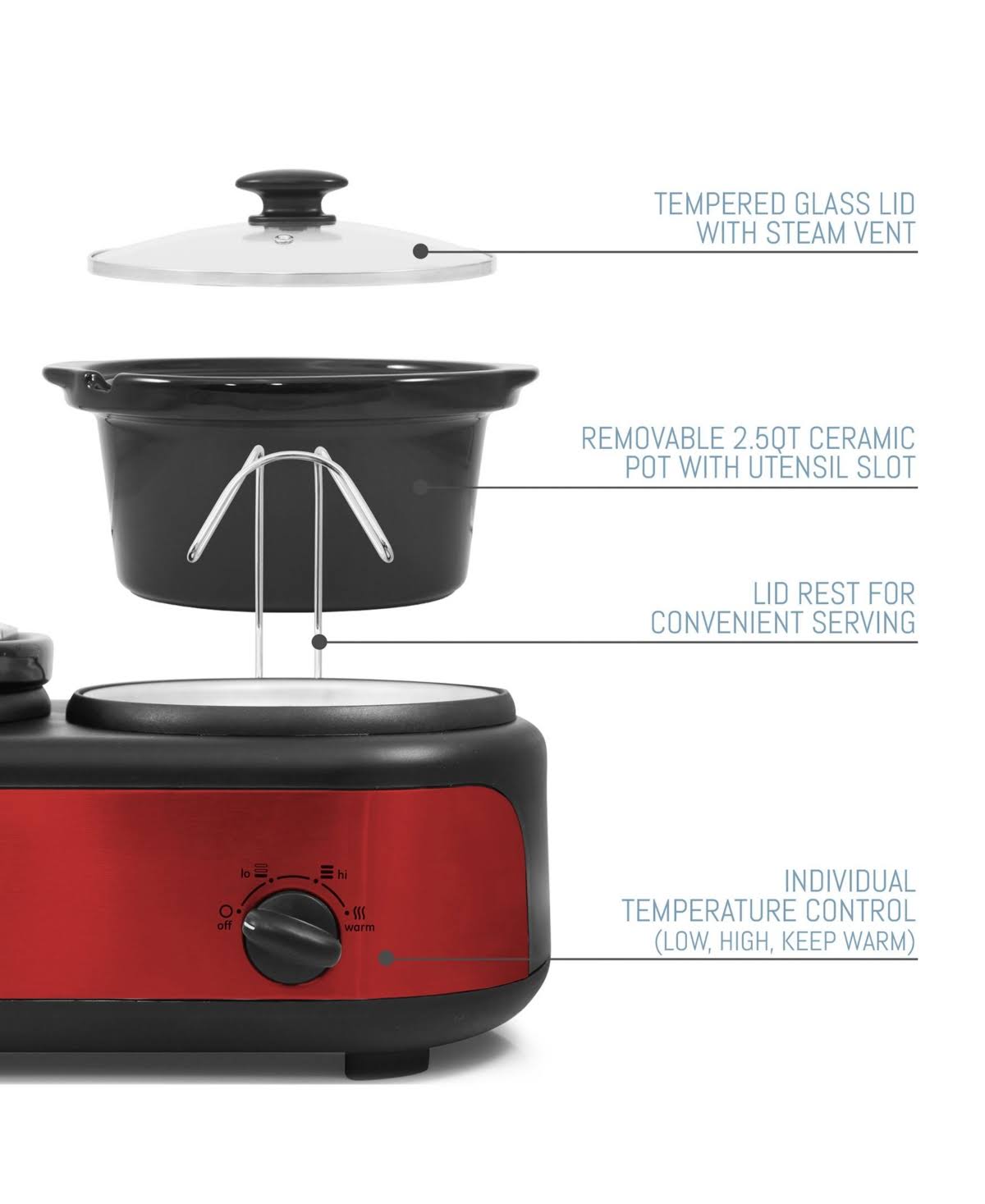 Red Triple Slow Cooker Buffet L92150