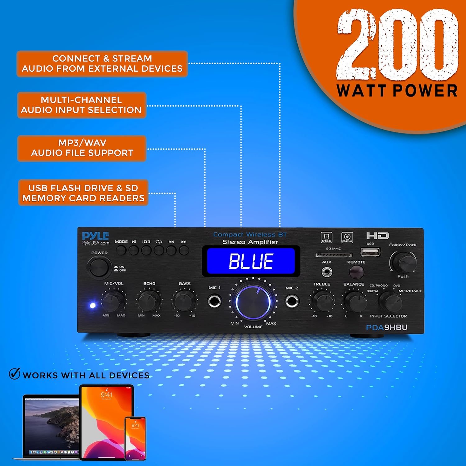 200 Watt Multi-Channel Home Stereo Amplifier E543317