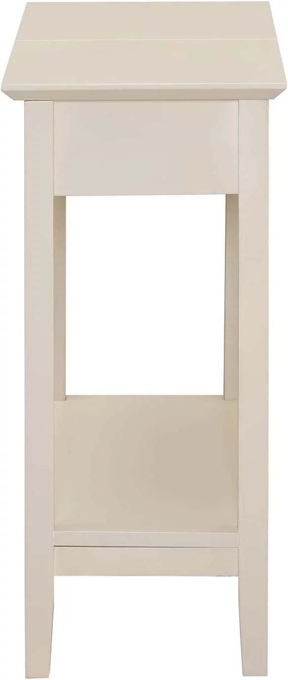 Cream Narrow End Table with Storage Shelf H5270