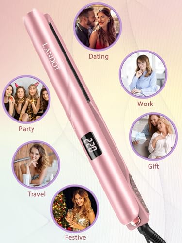 Rose Gold Ceramic 1-inch Flat Iron Hair Straightener and Curler A926