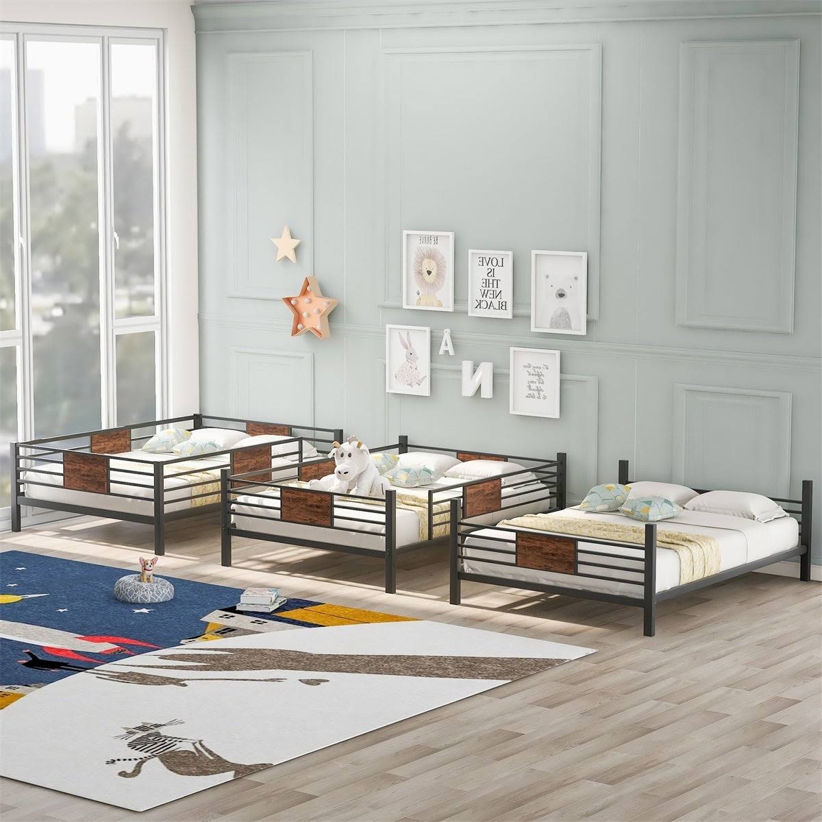 White Full Over Full Over Full Triple Bed I515