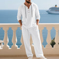 Men's Casual Cotton-Linen Hoodie Set