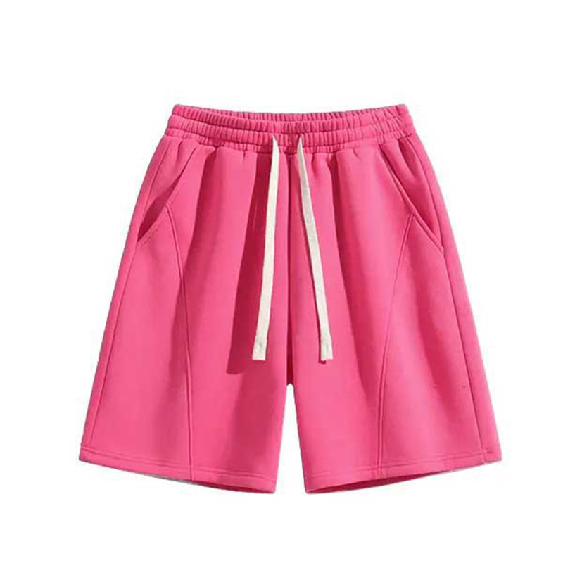 Men's Solid Color Drawstring Casual Shorts