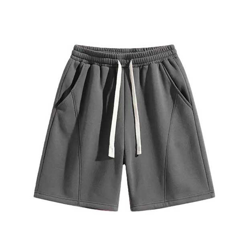 Men's Solid Color Drawstring Casual Shorts