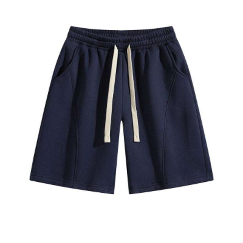 Men's Solid Color Drawstring Casual Shorts