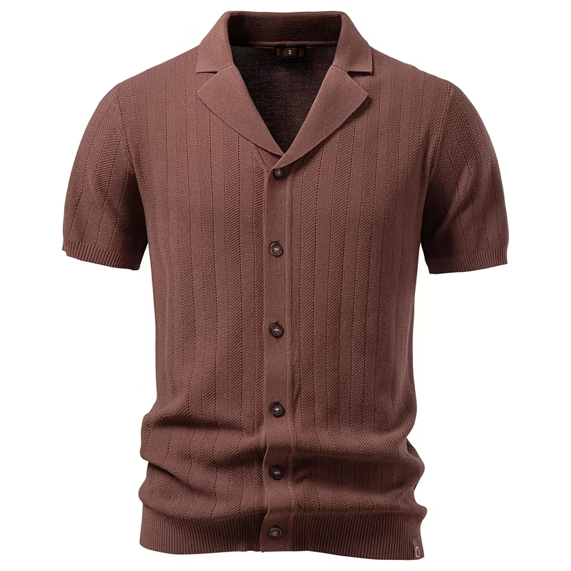 Business Casual Knit Button-Down Shirt