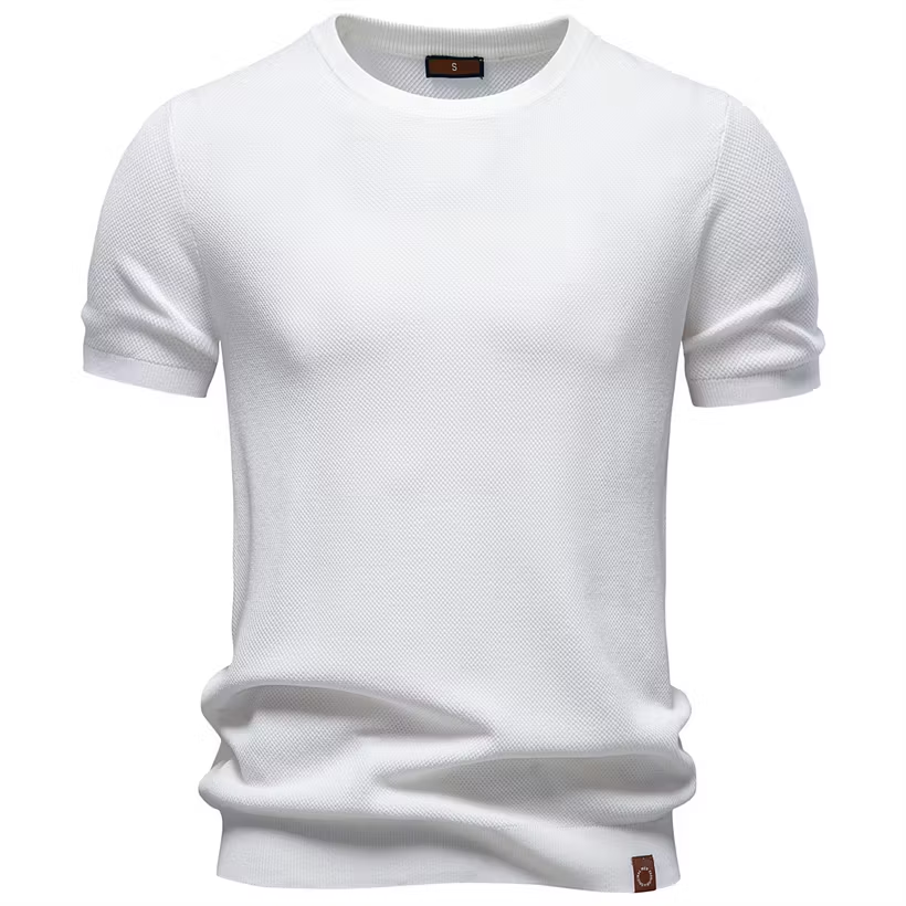 Men's Casual Solid Color Knit T-Shirt