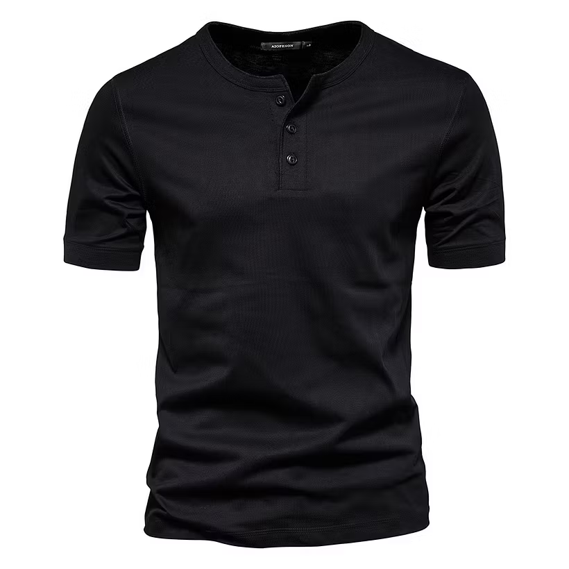 Mens Henley Short Sleeve Cotton Casual Shirt