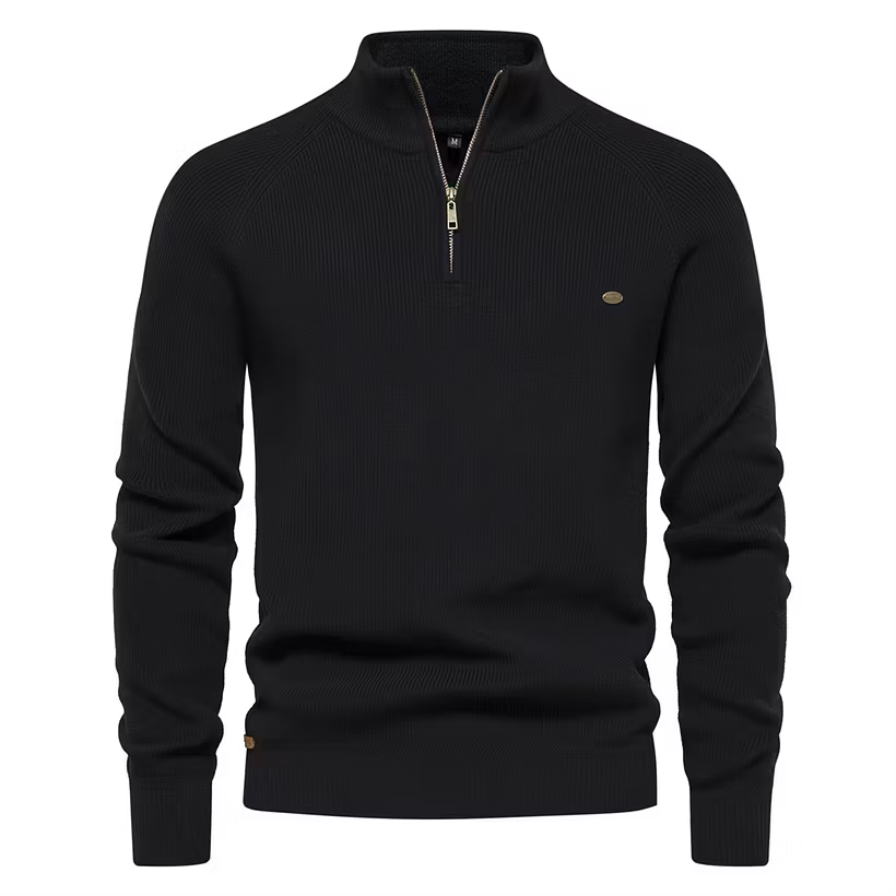 Men's Cotton Zipper Knit Sweater