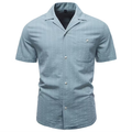 Retro Vertical Stripe Cuban Collar Shirt