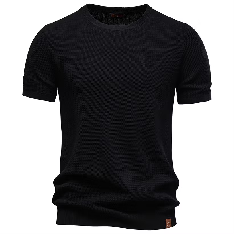 Men's Casual Solid Color Knit T-Shirt